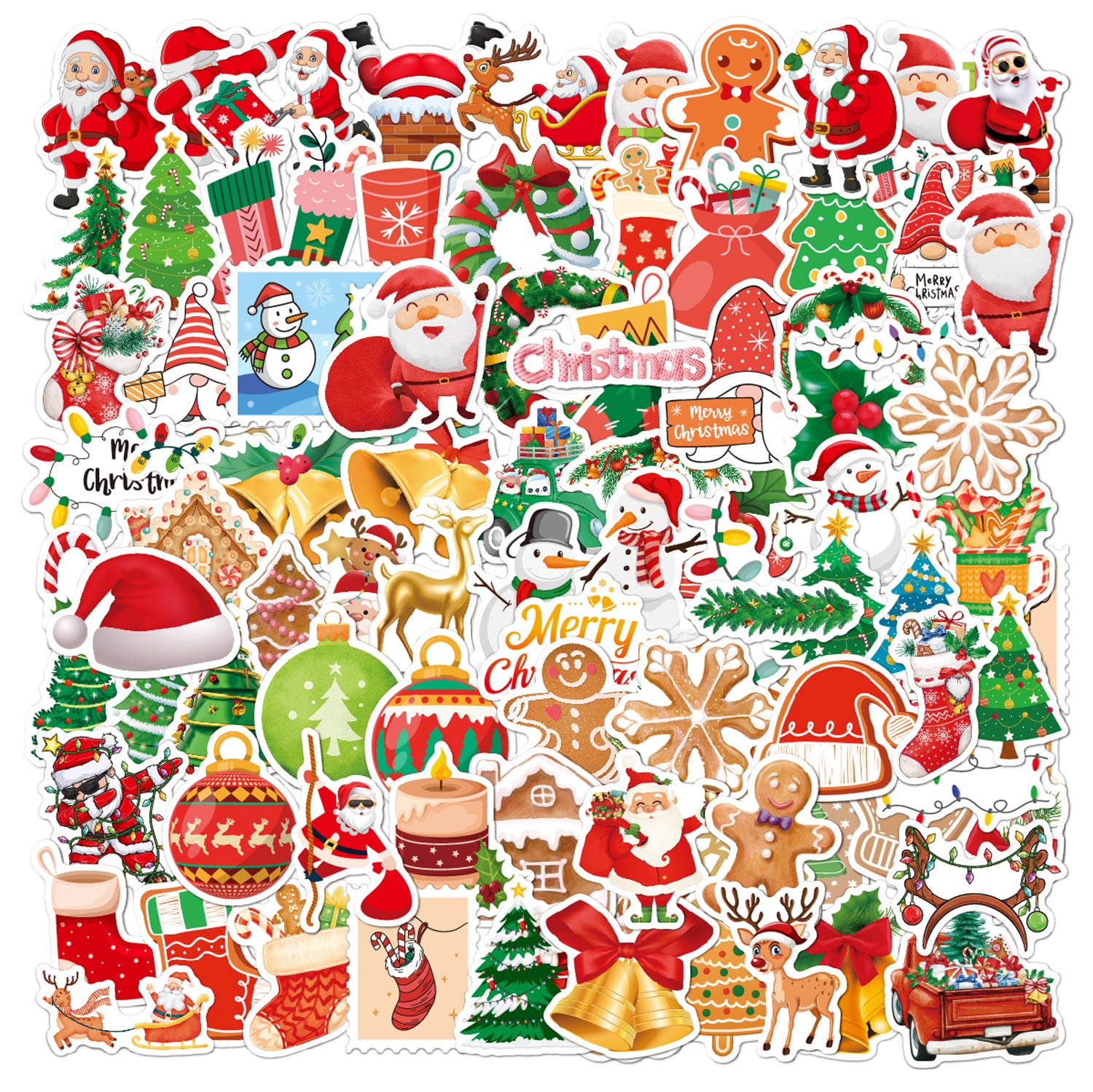 Gold Foil Santa Claus (180 6 Themes) Transparent Waterproof Stickers,  Garland Retro Letter Stickers For Scrapbook Cards Notebook Water Bottles.