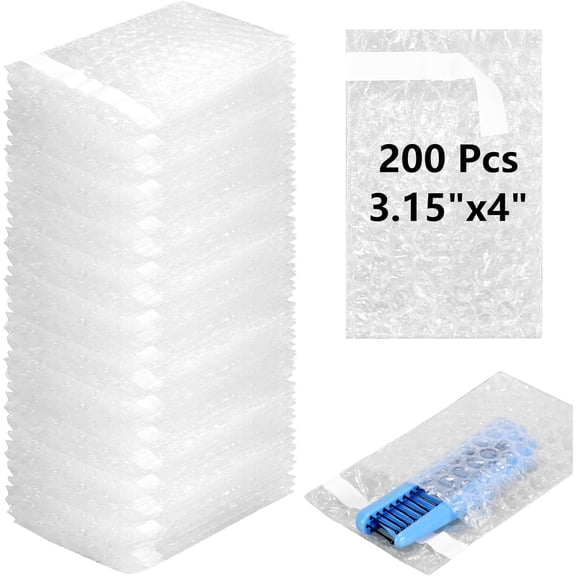 200 Pcs 3.15 x 4 Inch Bubble Cushion Wrap Bags Bulk, Double Wall Pouches, Clear Protective Thickening Shockproof for Shipping Packing Storage Moving