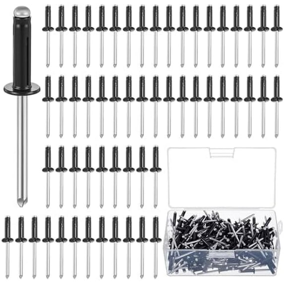 200 Pcs 3/16" X 1" Trifold Rivets Assortment Black Aluminum Tri Grip ...