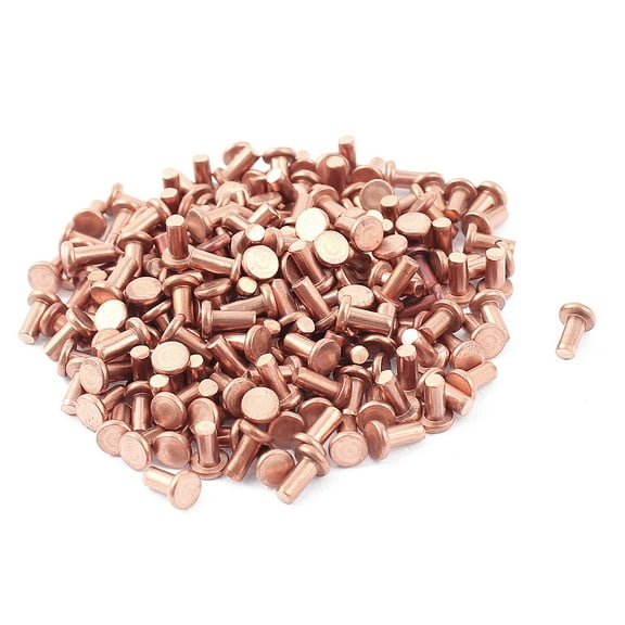 200 Pcs 3/32" Diameter 13/64" Long Flat Head Bolts Copper Solid Rivets Fasteners