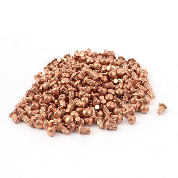200 Pcs 3/32" x 5/32" Copper Round Head Solid Rivets Knurled Shanks