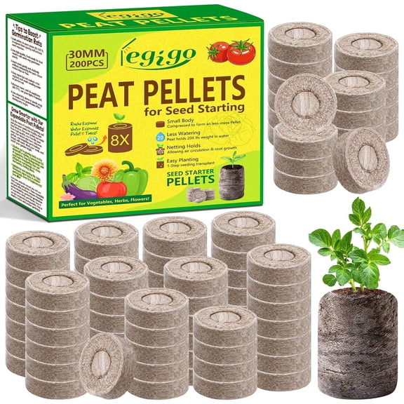 200 Pcs 30mm Seed Starter Peat Pellets Pods for Seedlings- Compressed Starting Plugs Soil Seeds, Garden Planting Herb Flower Vetables