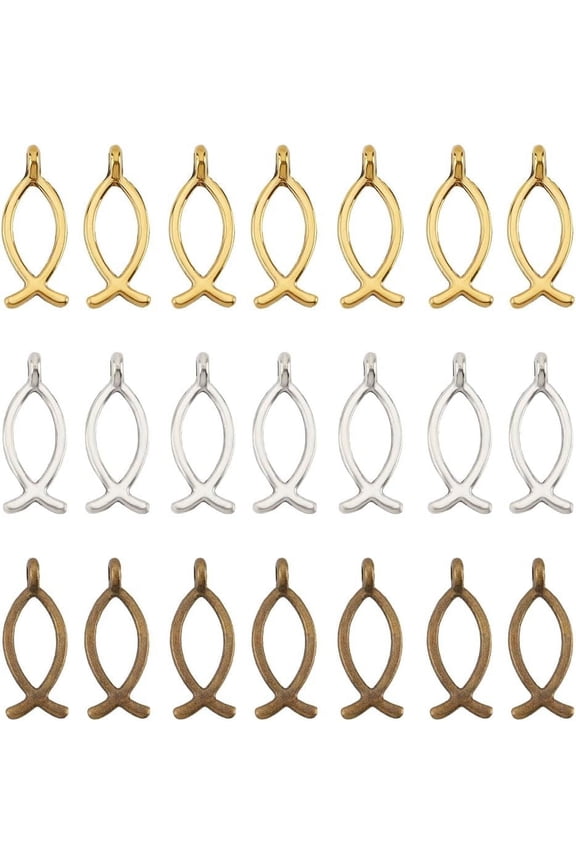 200 Pcs 4 Colors Alloy Fish Pendant Charm Tibetan Style Alloy Pendants Golden Fish Charms Pendant with 2mm Hole