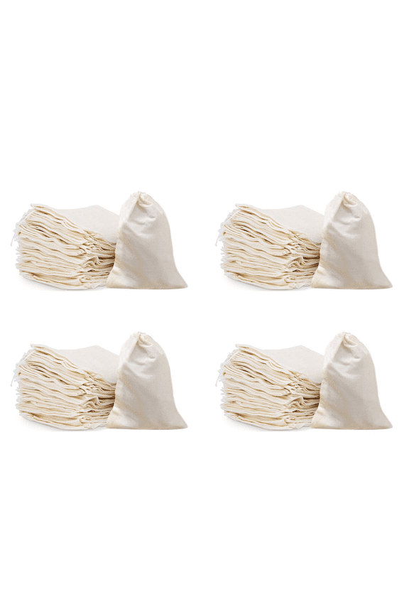 200 Pcs 4 X 6 Inches Cotton Muslin Bags, Reusable Drawstring Bags for Tea, Cheesecloth Sachet Bags for Party,200 x gauze bag,As Shown