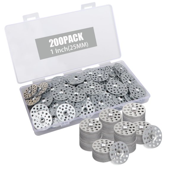 200 Pcs 45 mm White Plastic Washer, Foam Board Fasteners and Load Spreading Polypropylene Washers for Fixing and Fastening Rigid Foam Insulation Board Panels