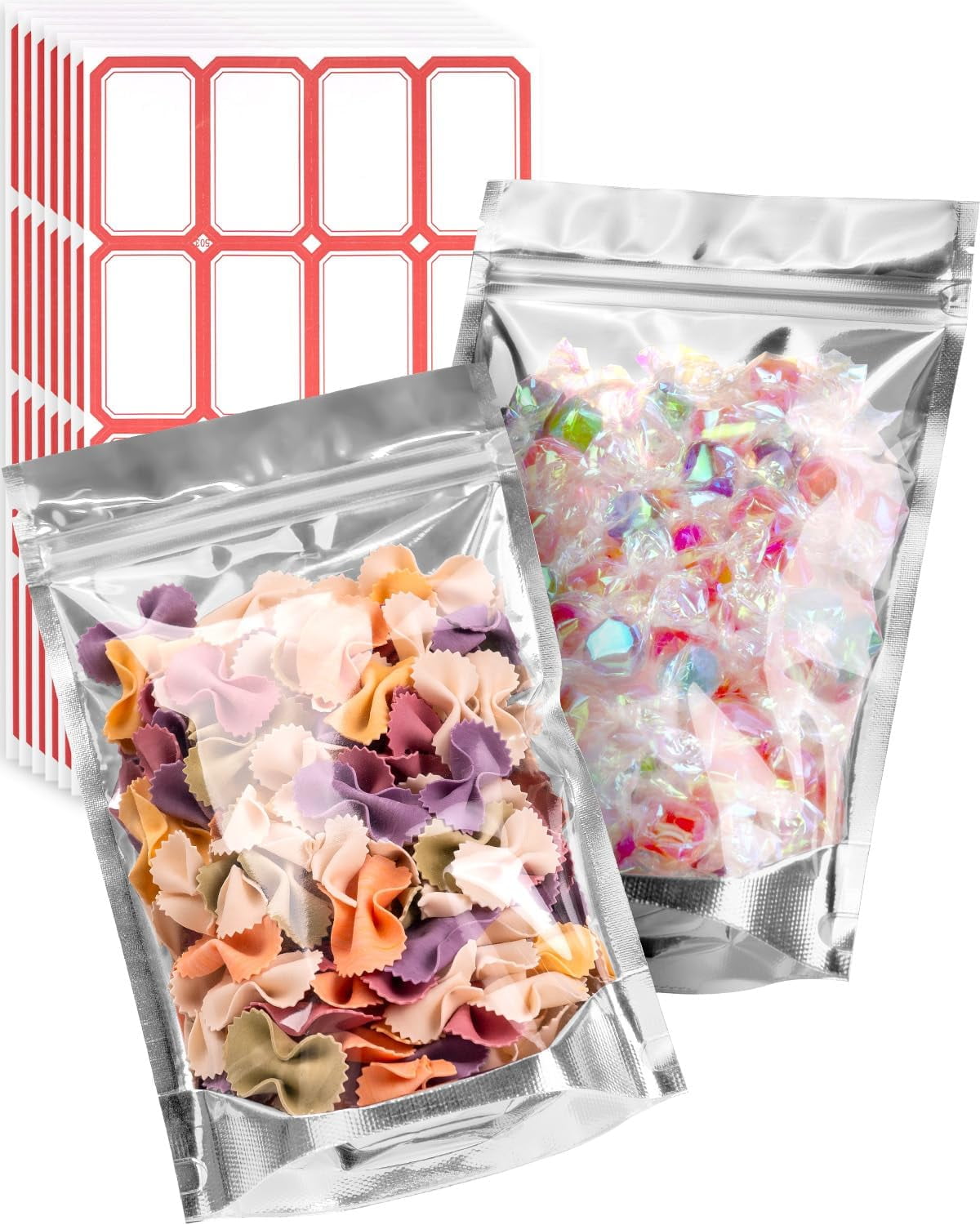 200 Pcs 5"x8" Mylar Bags for Food Storage - Clear Front, Stand-up ...
