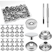 200 Pcs50 Sets Stainless Steel Snap Buttons Kit,15mm Rivets and Snaps with 3 Setting Tools,Button Press Stud Cap for Clothing, Jeans, Jackets, Bags Silver