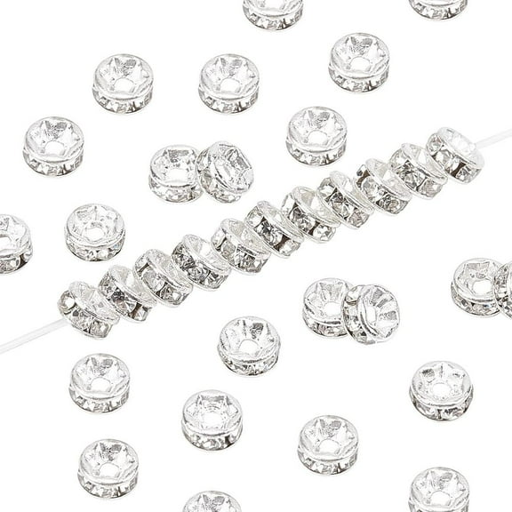 200 Pcs 5mm Grade A Silver Plated Clear Crystal Rhinestone Round Rondelle Spacer Beads for Jewelry Making DIY