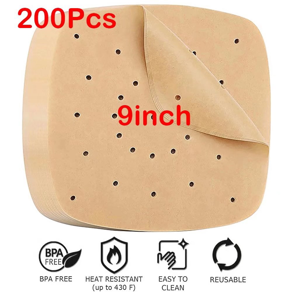 200 Pcs 6.5-9 Inch Round Perforated Paper Air Fryer Liners Baking Paper for Baking Roasting Microwave Air Fryer Steaming Basket
