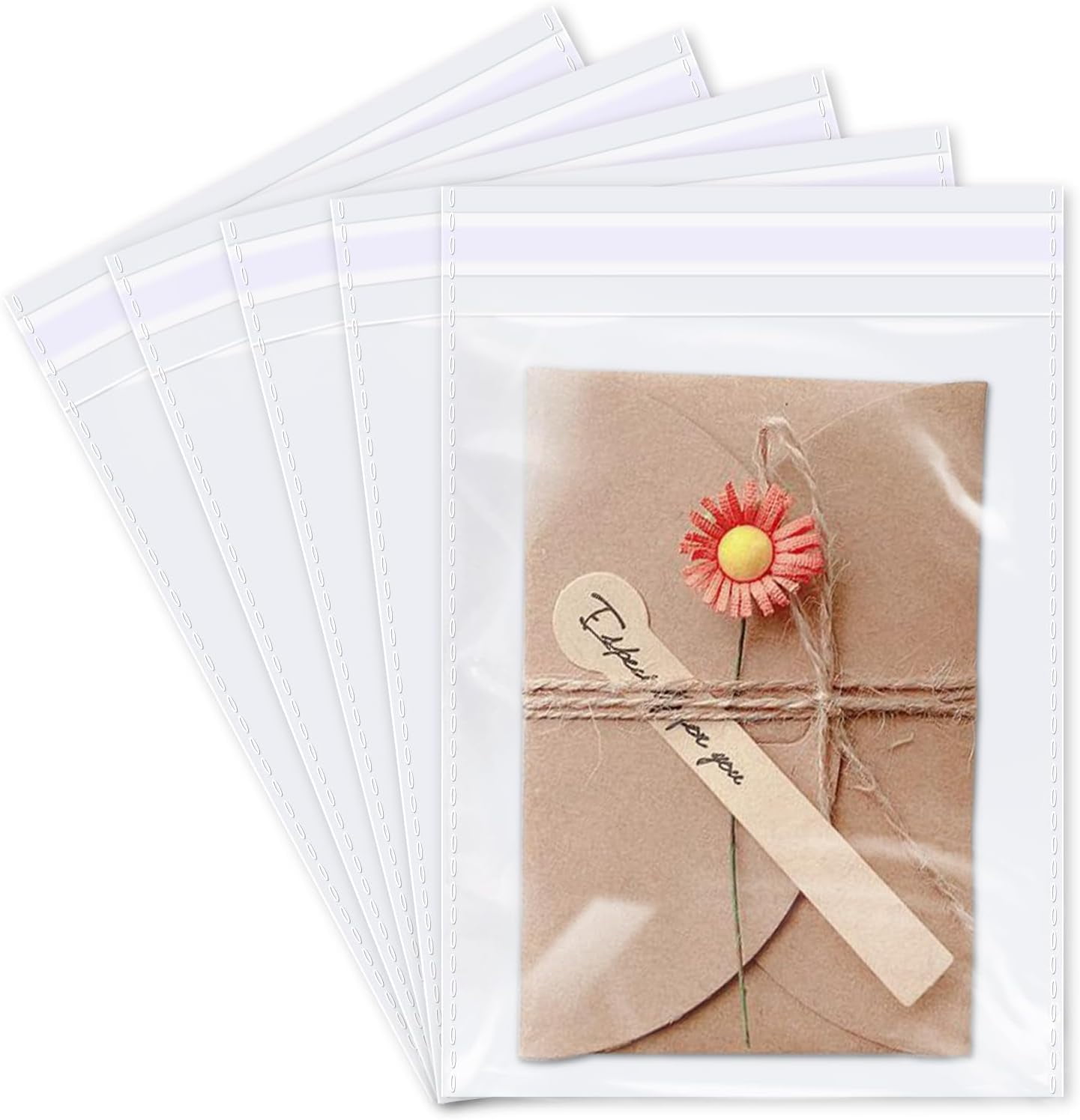  200 Pcs 6" x 9" Clear Plastic Cellophane Bags Resealable Self