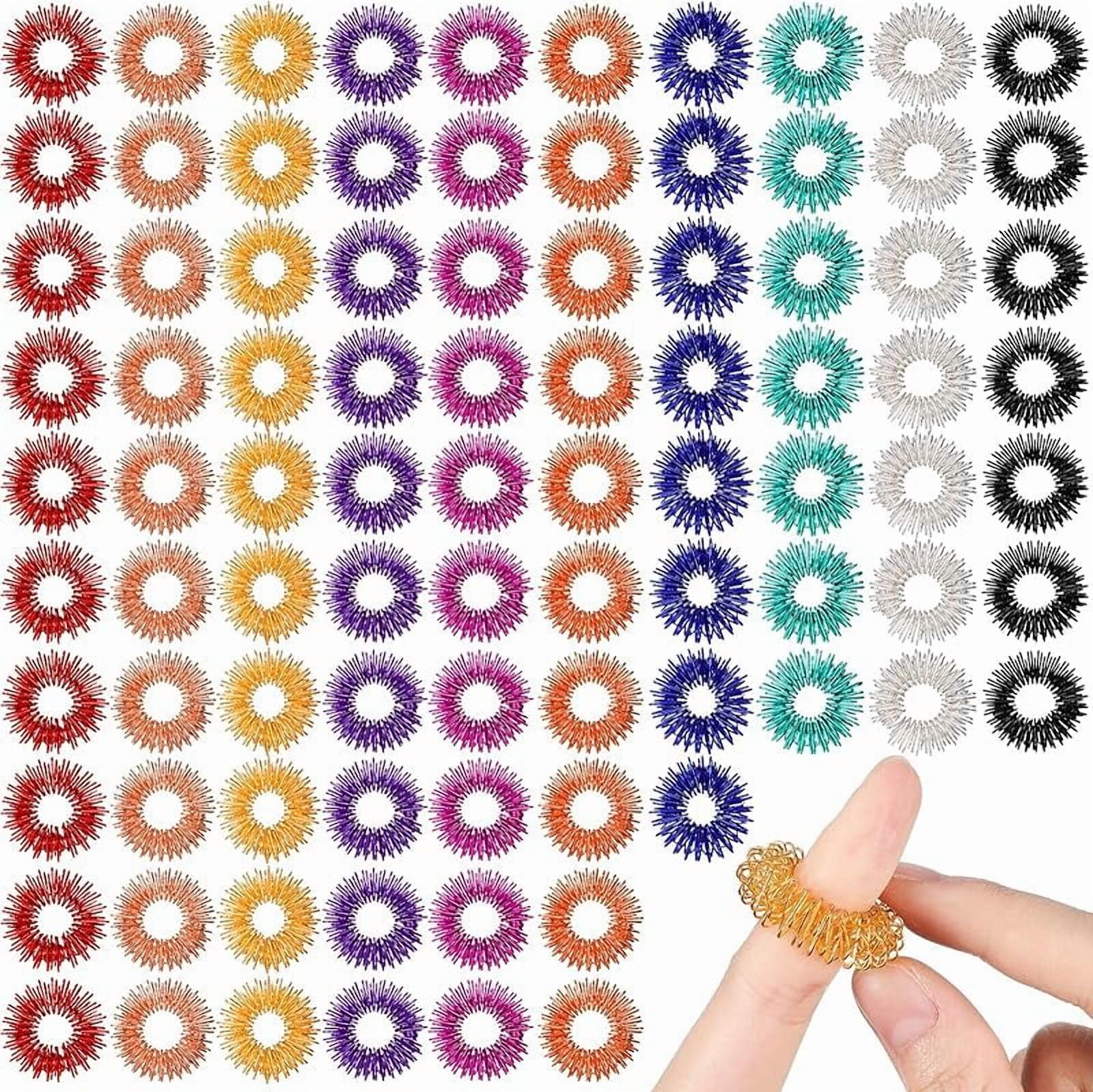 200 Pcs Acupressure Rings Fidget Spiky Sensory Finger Massager Ring ...