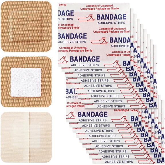 200 Pcs Adhesive Spots Bandages Square Tan Adhesive Bandages Flexible Non Latex Knuckle Fingertip for Small Incisions Wound Care Discreet First Aid and Hides Skin Spots(1.5")