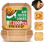 TIJITY Air Fryer Paper Liners 200 Count, 8 inch Heavy-Duty Parchment Paper Liners, Non-Stick Grease-Proof Baking Liners for 5-8 Qt Air Fryer Basket, Oven & Baking Pan