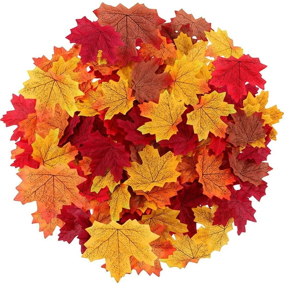 200 Pcs Artificial Maple Leaves Assorted Mixed Style Fall Faux Leaves Autumn Fake Leaves for Thanksgiving Fall Wedding Festival Party Table Decor DIY Art Scrapbooking (Multicolor 2)