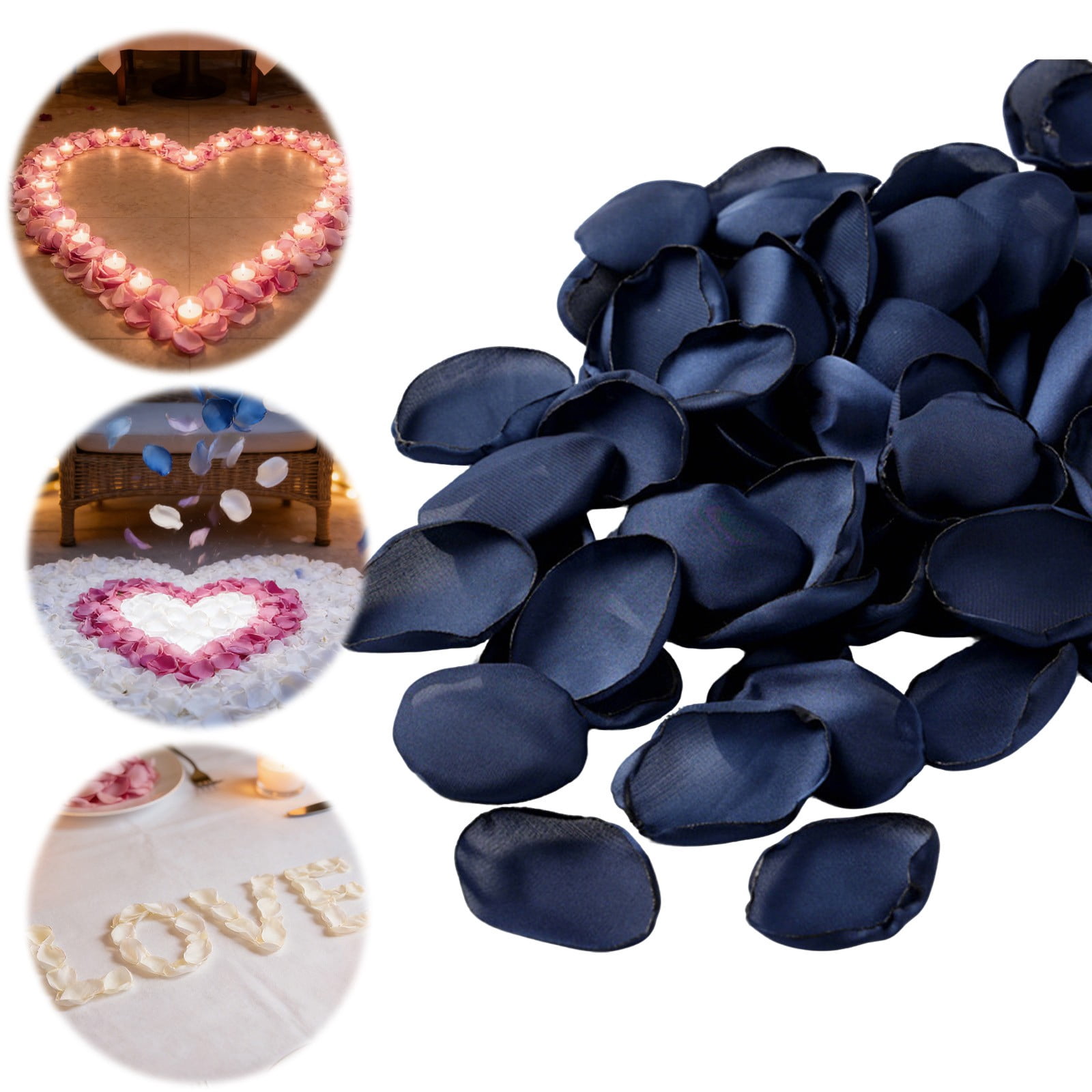 2000 Artificial Rose Petals + 24 LED Heart Flameless Candles – Romantic Decor Kit For Weddings, Anniversaries, Table Settings