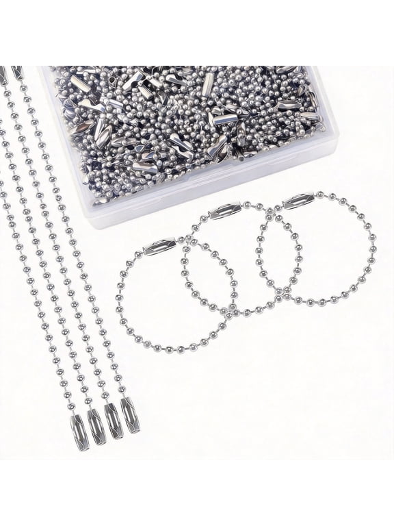 200 Pcs Ball Bead Chain with Connector Clasp 2.4mm Beaded Metal Chains 5.9 Inch Long for Jewelry Making Keychains and DIY Crafts Silver