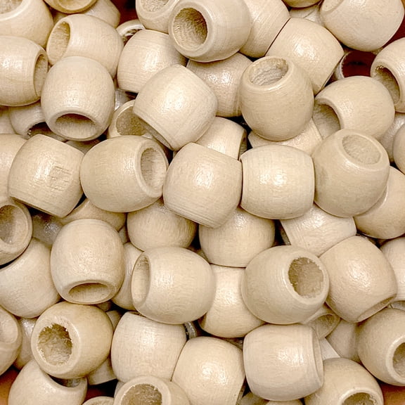 200 Pcs, Barrel Shape 11x13mm Wooden Beads Large Hole for 5mm Macrame Cord by CraftySticks (11x13NATURAL)