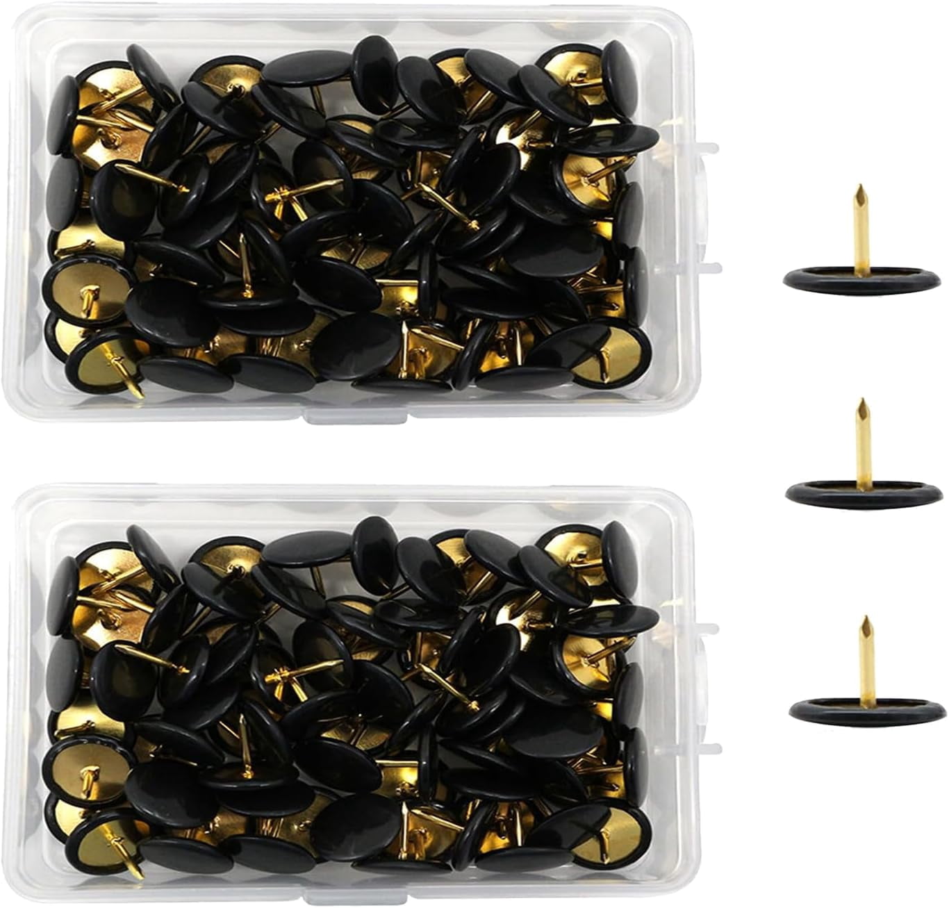 200 Pcs Black Drawing Pins, Round Head Thumbtacks, Metal Push Pins with ...