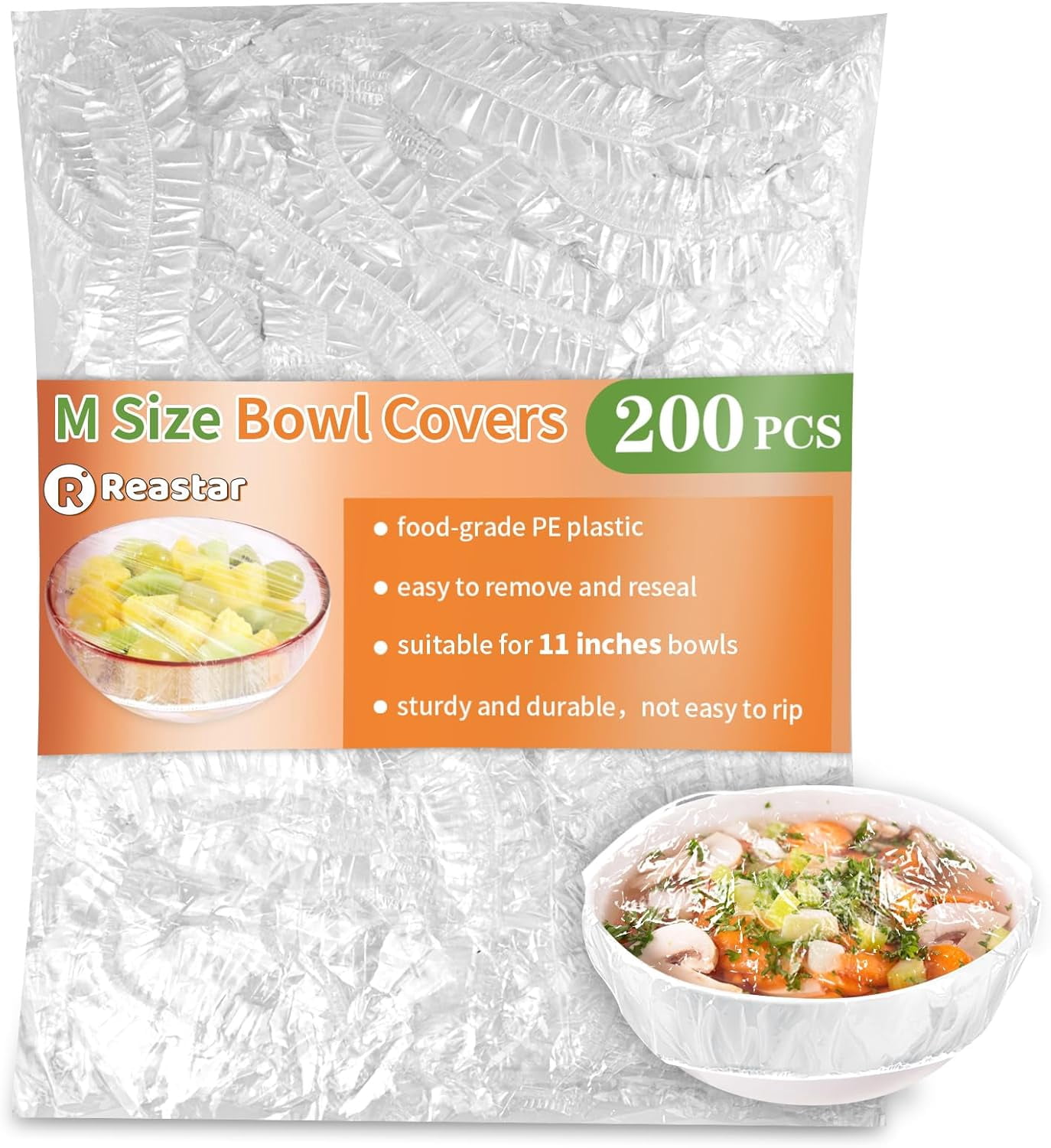 70-Pack Reusable Elastic Bowl Covers, 5 Sizes - Plastic Food Covers For Leftovers & Bread Proofing