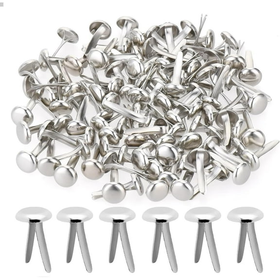 200 Pcs Brad Paper Fasteners 0.31inch Brass Brads Mini Round Metal Split Pins for DIY Scrapbooking Paper Art Projects Crafts, Silver