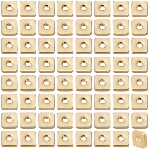 200 Pcs Brass Square Spacer Beads 3.5mm Gloden Flat Beads Loose Spacer Beads Long Lasting Plated Beads for Necklace Earring Jewelry Making GoldenDIY