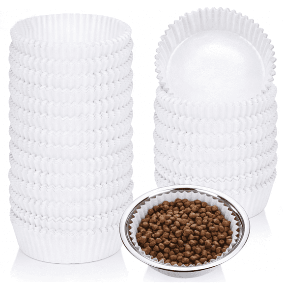 200 Pcs Bulk Pet Disposable Feeding Bowls Liners Cat Food Bowls Paper Liner Small