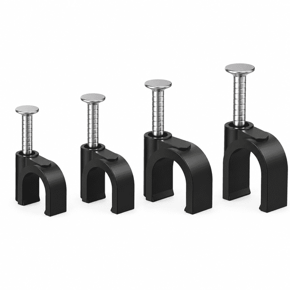 200 Pcs Cable Clips 4/6/8/10mm Nail in Cable Clips Cable Wire Clips Cable Tacks Coax Cable Clips Speaker Wire Clips Cable Nails for Cords Wall Wire Clips RG6 RG59 CAT6 RJ45 Ethernet Cable Clips Black