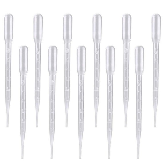 FUEENIRVA 200Pcs Transparent Plastic Disposable 3ml Transfer Pipettes for Laboratory Use