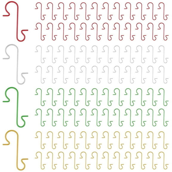 200 Pcs Christmas Ornament Hooks 4 Colors Stainless Steel Christmas Ornament Hangers Perfect for Art Craft Christmas Tree Decorations,Silver Red Gold Green