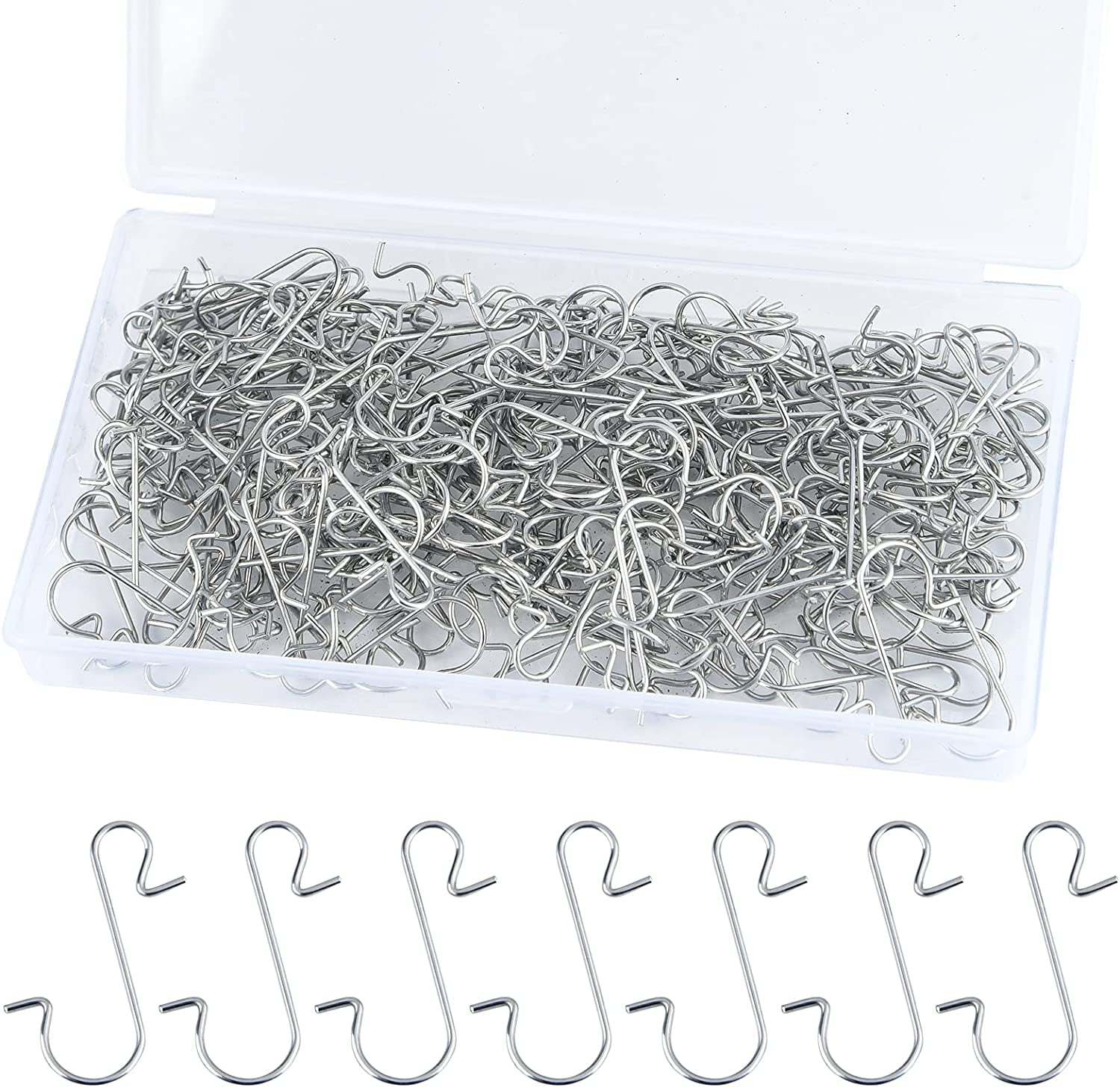 200 Pcs Christmas Ornament Hooks Silver Stainless Steel Christmas