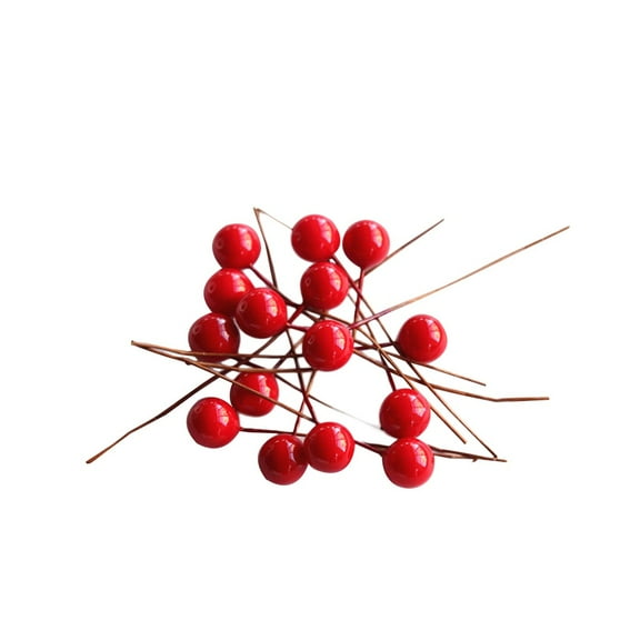 OULII Artificial Berry Picks Red 200Pcs 04in Round Realistic Decoration