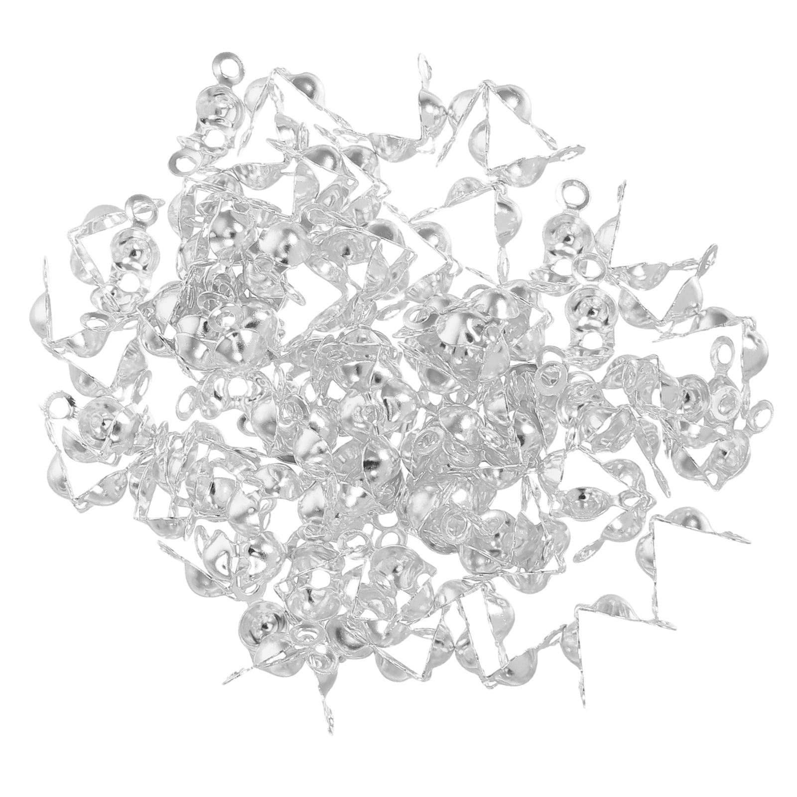 200 Pcs Clamp Beads for Jewelry Making Crimp Knot Covers DIY Crafting Silver