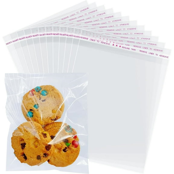 200 Pcs Clear Cookie Bags,Bexikou 4x6 Inches Resealable Treat Bags,Self Sealing Cellophane Bags for Fresh Cookies, Candy, Gifts, and Party Favors Bags