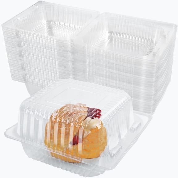 200 Pcs Clear Plastic Take out Containers,Disposable Clamshell Dessert Container with Lid, for Salads, Pasta, Sandwiches (5x4.7x2.8 in).