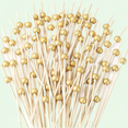 thumbnail image 1 of 200 Pcs Cocktail Picks, 4.7 Inch Bamboo Skewers for Drinks and Appetizers, Gold Pearl Mini Food Picks, 1 of 5