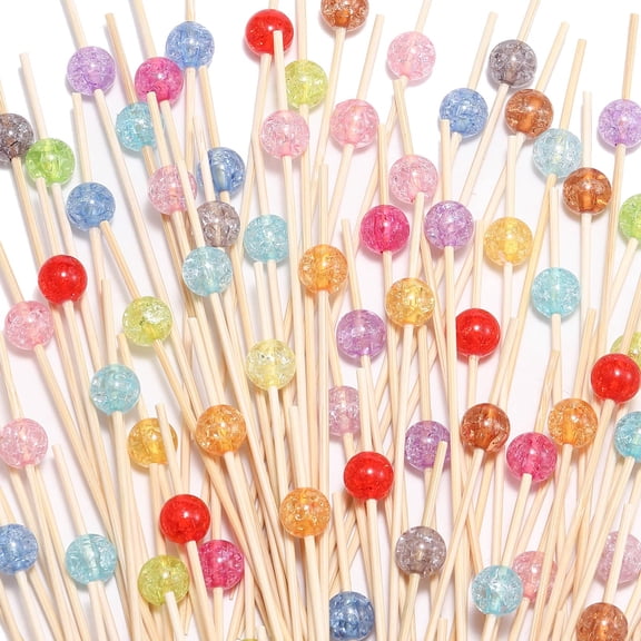 200 Pcs Cocktail Picks, 4.7 Inch Toothpicks for Appetizers, Bamboo Cocktail Sticks Skewers for Drinks, Desserts, Charcuterie, Wedding Party Fancy Toothpicks, Gold Pearl Mini Food Picks Decorative