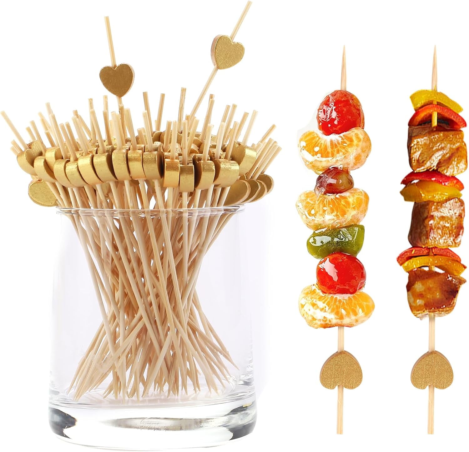 Party Toothpicks Bamboo Cocktail Picks 100 Pcs 4.7 Inch - Purple Heart Food Skewers & Fancy Toothpicks For Parties Wedding Charcuterie Picks - View #8