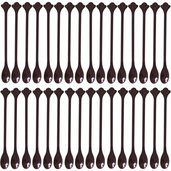 200 Pcs Coffee Cocktail Stirrer Stick Spoon Disposable Plastic Mini Stir Cup Drink Kitchen Dining Coffee Tea Spoon, Utensils Accessories Bar Restaurant, Brown