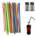 200 Pcs Colorful Flexible Long Straws Plastic Bendable Disposable
