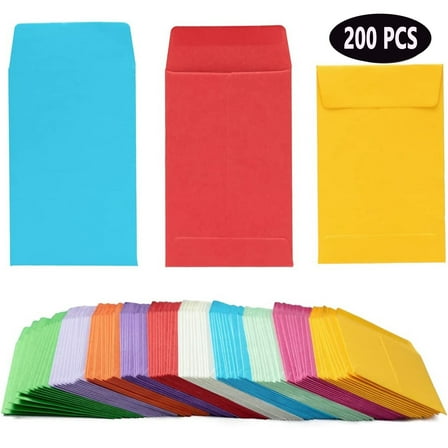 200 Pcs Colorful Seed Envelopes,2 1/4×3 1/2 in Self-Adhesive Coin Envelopes for Garden,Office