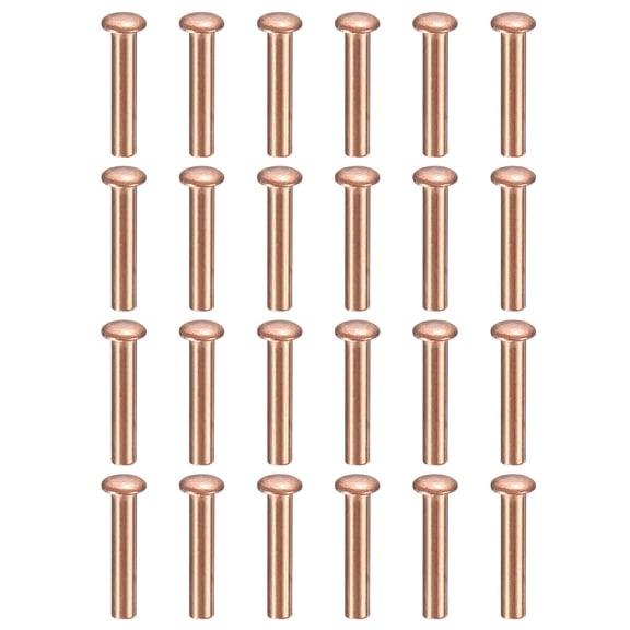 200 Pcs Copper Solid Rivets, 0.08"x0.39" Half Round Head Rivet Metal Fasteners for Electrical Applications, Leather DIY Craft Supplies (M2x10)