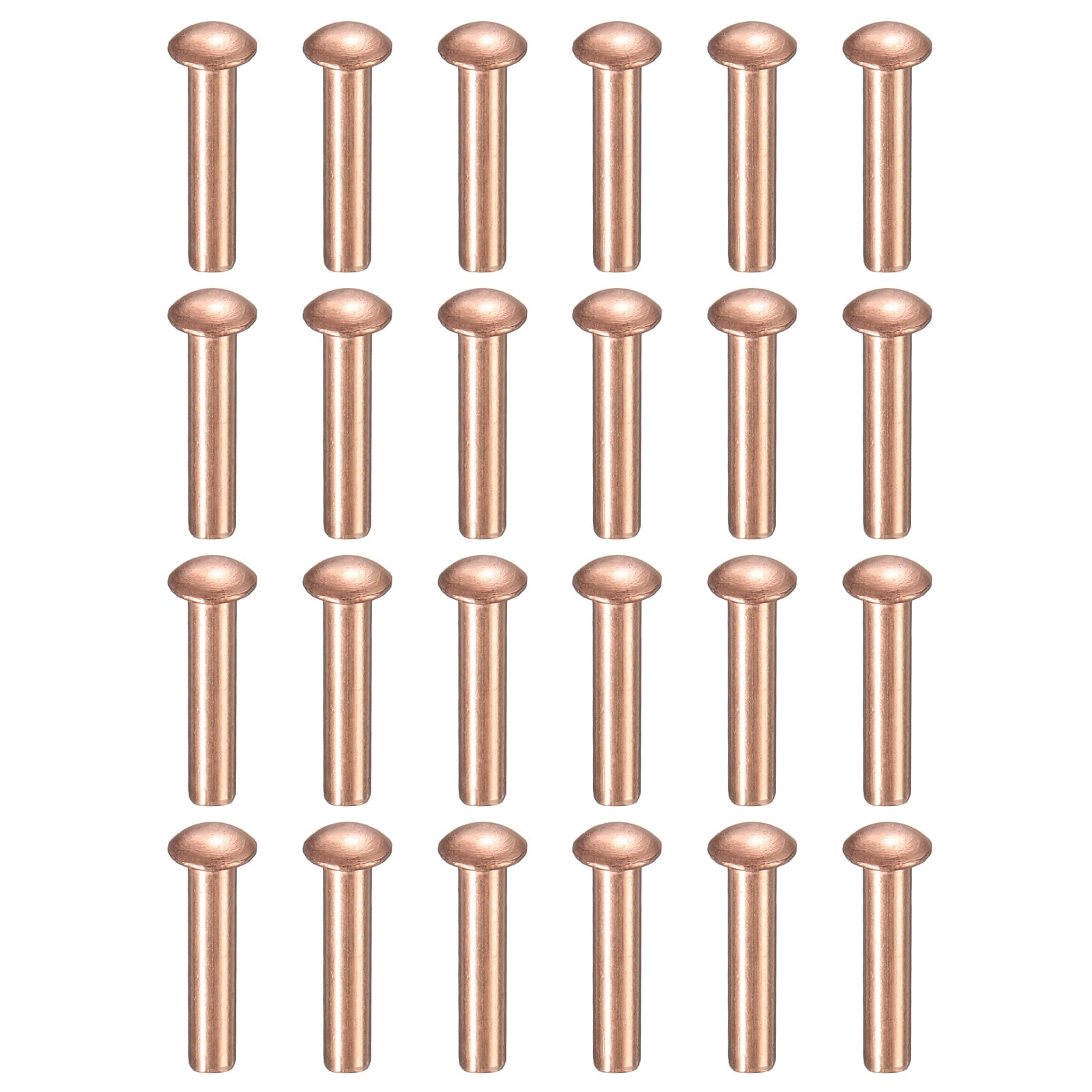 200 Pcs Copper Solid Rivets, 0.12"x0.55" Half Round Head Rivet Metal Fasteners for Electrical Applications, Leather DIY Craft Supplies (M3x14)