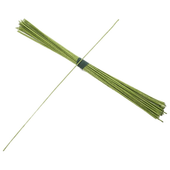 200 Pcs Wire Flowers Floral Stem with Leaves Coated Wires Spring Green