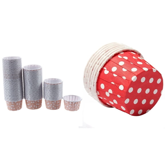 200 Pcs Cupcake Paper Cake Case Baking Cups Liner Muffin-Pink Dot & Red Wave Point