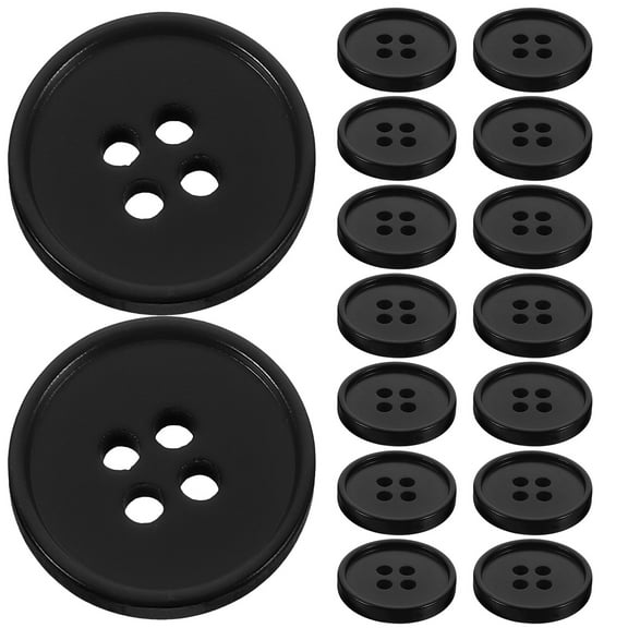 200 Pcs DIY Round Button Four Hole Shirt Buttons Black Big Sewing Resin Costume Tool