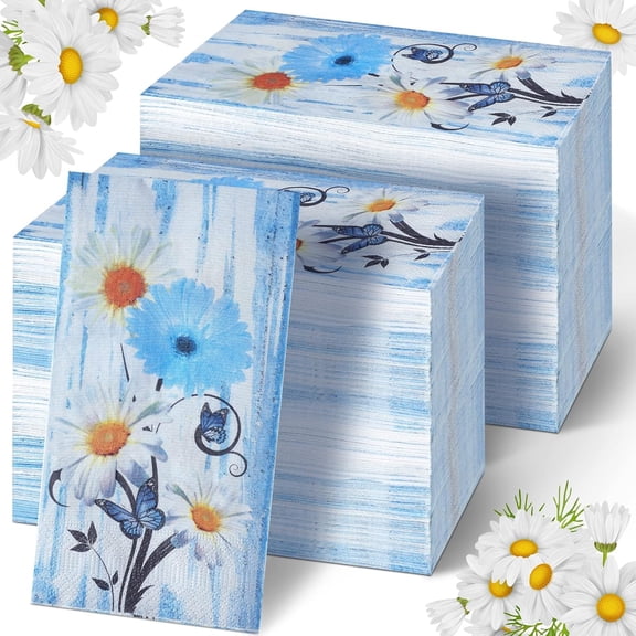 200 Pcs Daisy Napkins 2 Ply Disposable Hand Towels Bathroom