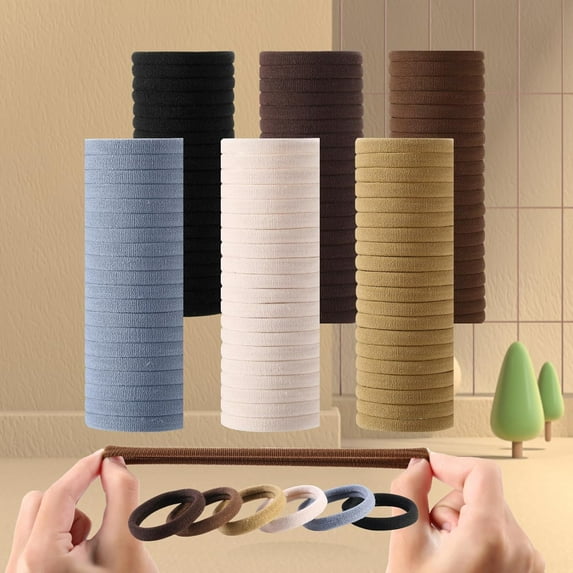 200 Pcs No Damage Hair Ties for Women Thick Hair, Stretchy Soft Seamless Nylon Cloth Elastic Hair Ties Ponytail Hair Holders Hair Elastics Hair Band for Women Neutrals Color