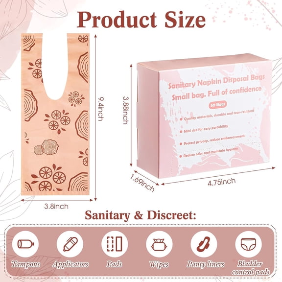 200 Pcs Disposable Bags for Sanitary Pads Personal Care Disposal Bags Fragrance Small Discreet Diaper Sacks for Tampons, Pads, Liners, Condoms & More