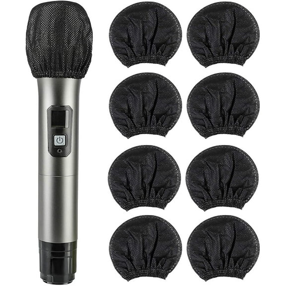 200 Pcs Disposable Microphone Cover Non-Woven Handheld Microphone Windscreen Protective Cap for Recording Room, KTV and Any Shared Environment (Black)