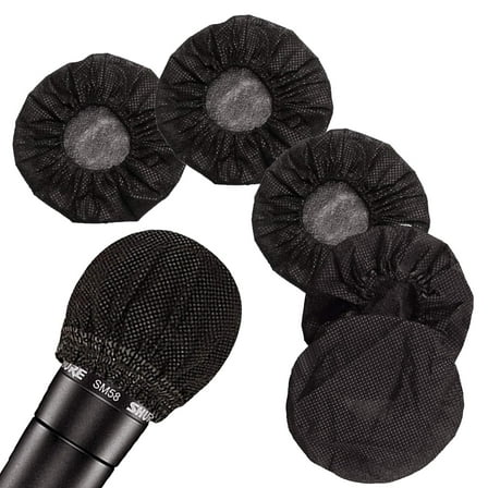 200 Pcs Disposable Microphone Cover Non-Woven, Removal Microphone Cover, Perfect Protective Cap for Most Handheld Microphone, Black